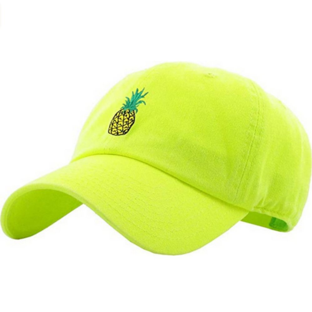 Pineapple Dad Hat Neon Yellow